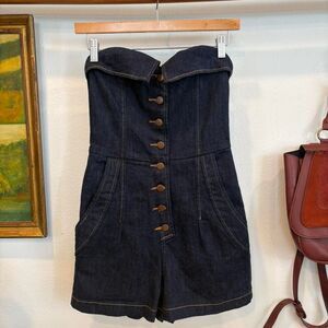 Vintage Rapscallion by Samantha Pleet Strapless Denim Romper – Corset Style